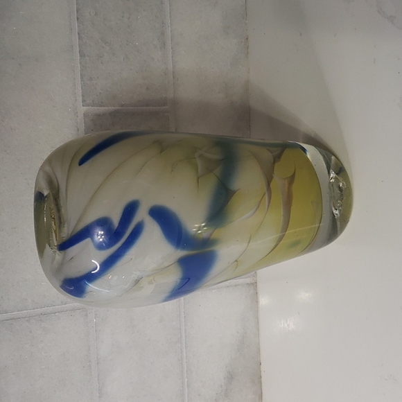 Art glass hand blown colorful vase thick heavy glass